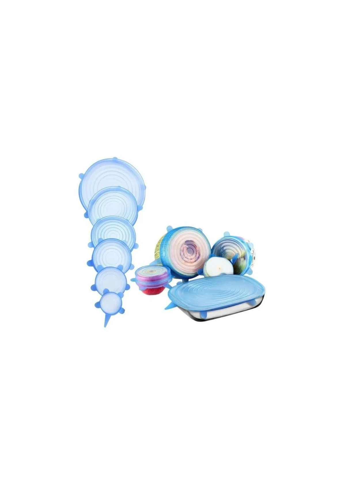 6 Tapas Silicona Extensibles Sellado Preservación Alimentos - 2
