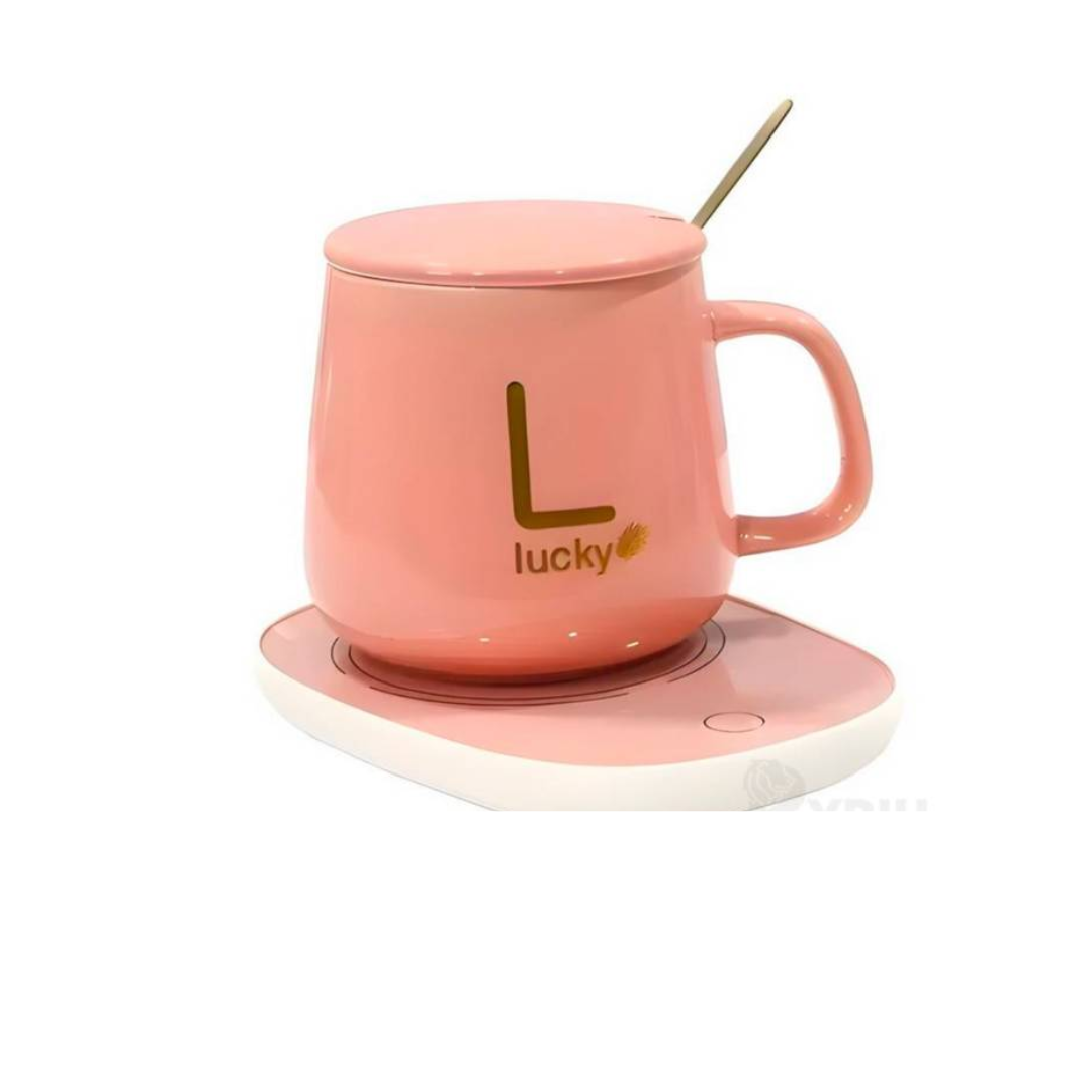 TAZA DE CAFÉ CON CALENTADOR ELÉCTRICO CUCHARA CAJA DE REGALO - 1