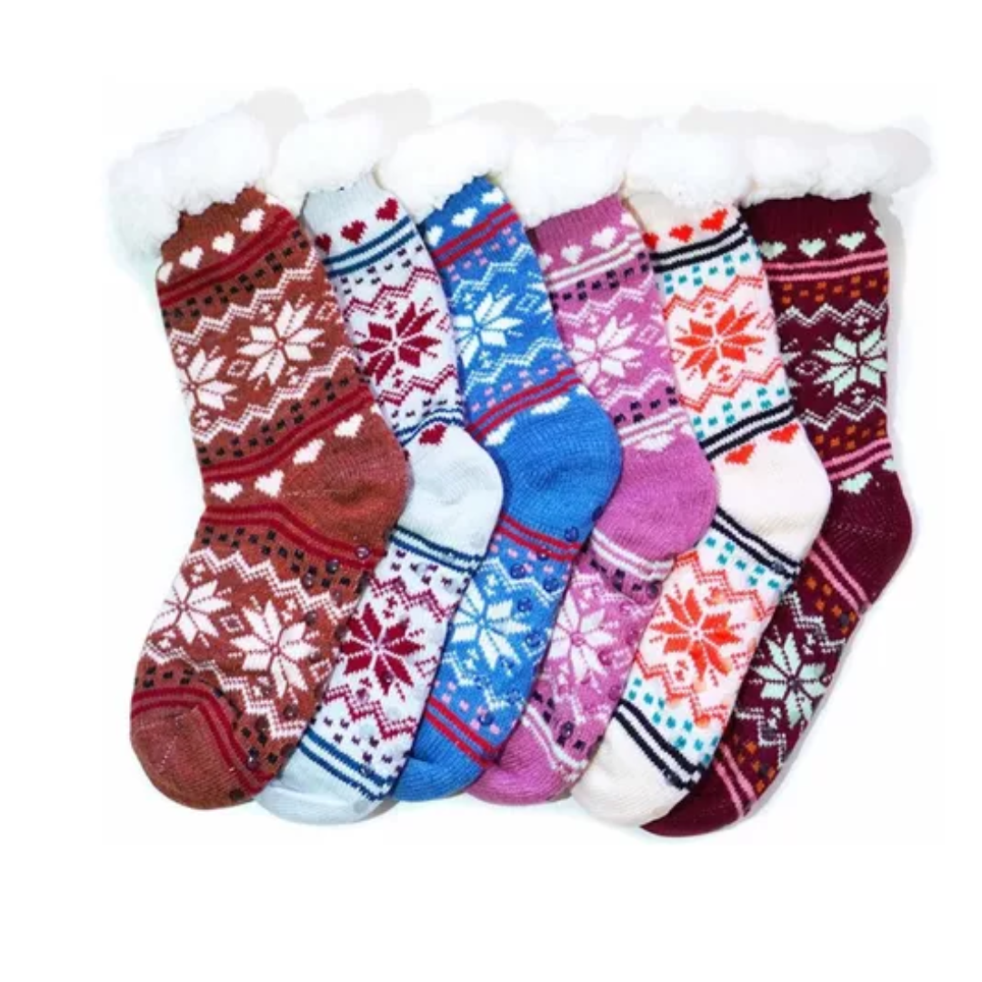 CALCETIN POLAR GOSHGG 6PACK CHIPORRO ANTIDESLIZANTE PANTUFLAS DAMA MULTICOLOR - 1