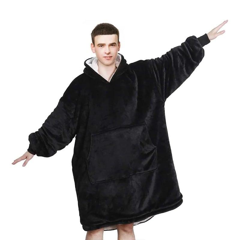 BATA ALGODÓN GOSHGG NEGRO MANTA CON CAPUCHA SHERPA FRAZADA POLERÓN CON CHIPORRO UNISEX - 1