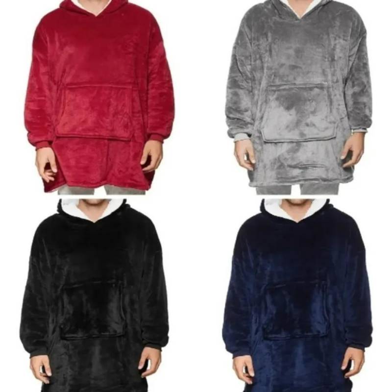 BATA ALGODÓN GOSHGG NEGRO MANTA CON CAPUCHA SHERPA FRAZADA POLERÓN CON CHIPORRO UNISEX - 2