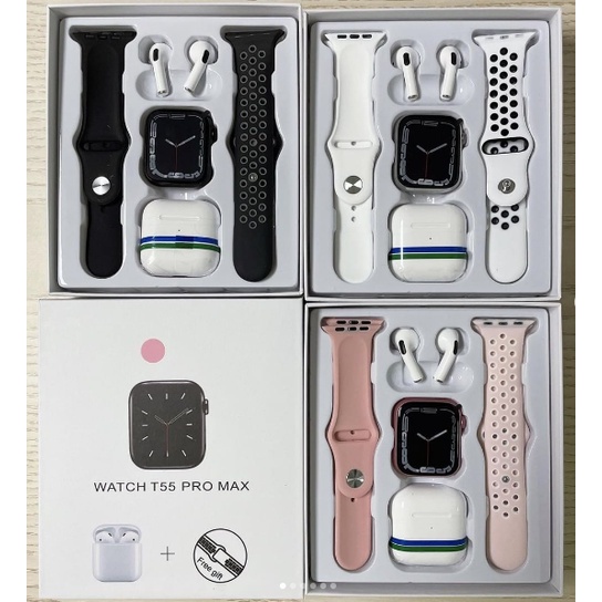COMBO SMARTWATCH GOSHGG T55 PRO MAX NEGRO + AUDIFONOS INALAMBRICOS - 3
