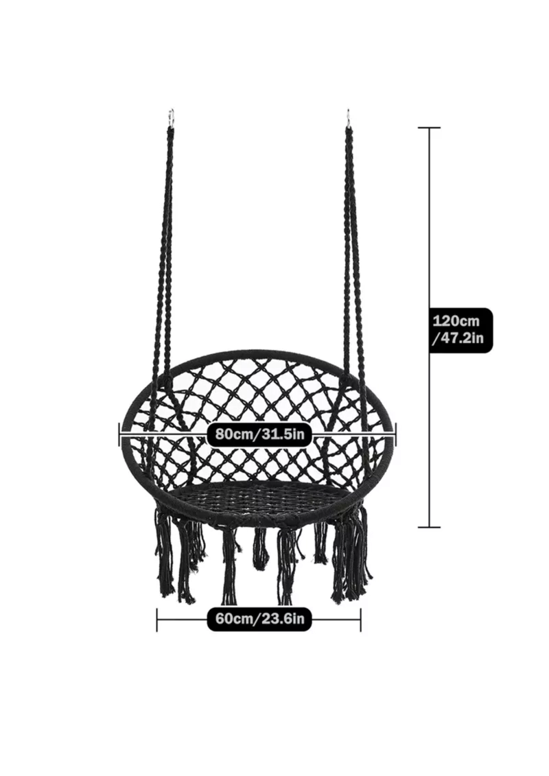 SILLA HAMACA COLGANTE JARDIN TERRAZA COLUMPIO TEJIDO COLOR NEGRO - 1