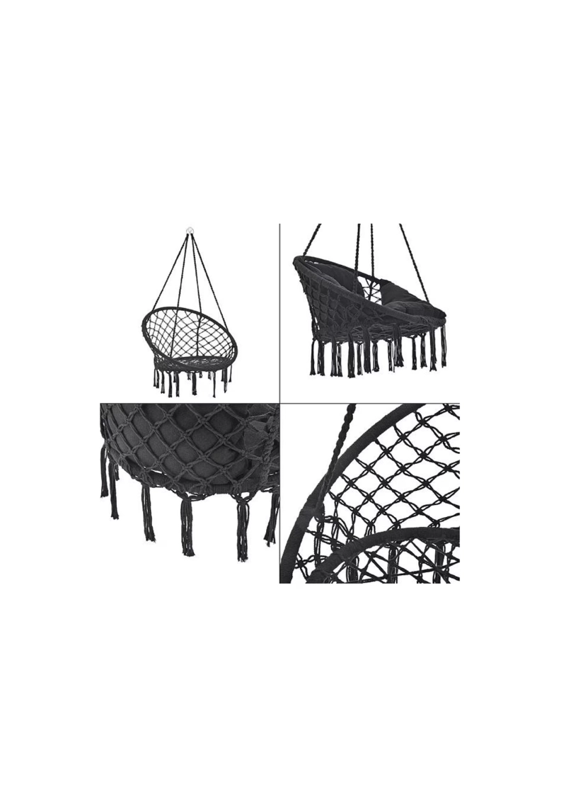 SILLA HAMACA COLGANTE JARDIN TERRAZA COLUMPIO TEJIDO COLOR NEGRO - 2