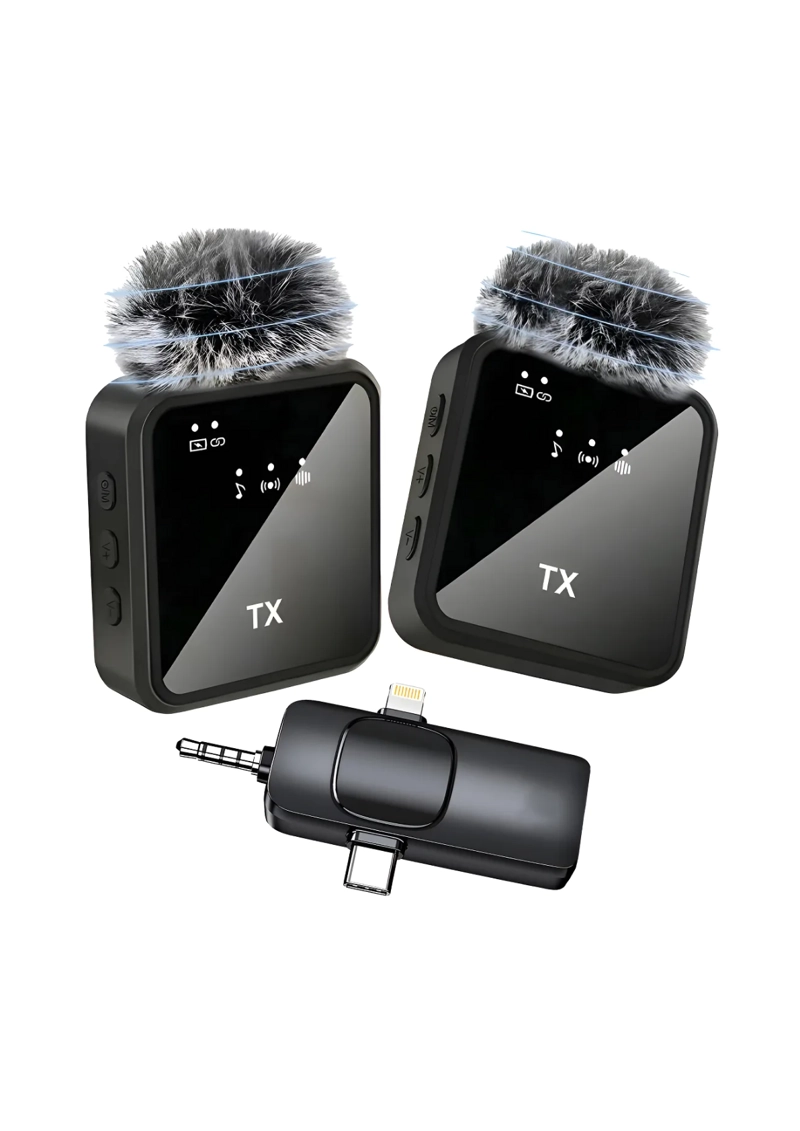 PACK 2 MICROFONOS INALAMBRICO 3 EN 1 PARA IPHONE ANDROID PC  MICROFONO INALAMBRICO  PARA CELULAR - 1