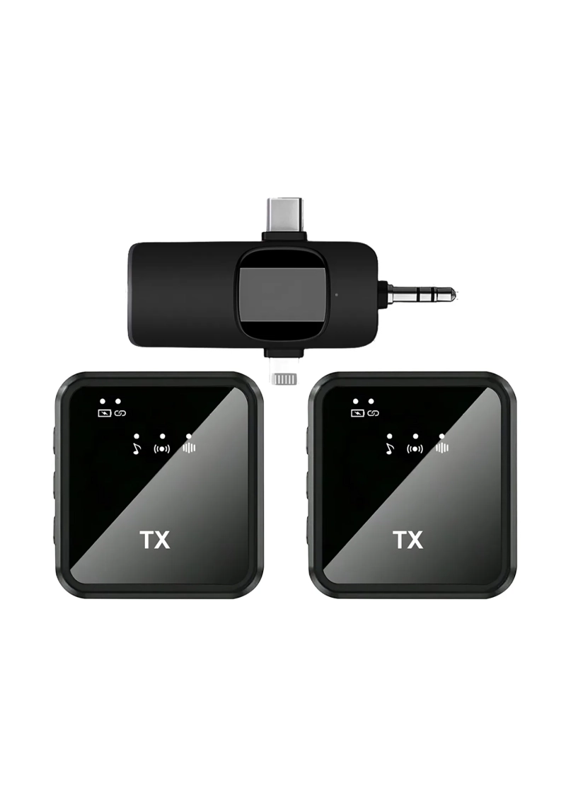 PACK 2 MICROFONOS INALAMBRICO 3 EN 1 PARA IPHONE ANDROID PC  MICROFONO INALAMBRICO  PARA CELULAR - 2