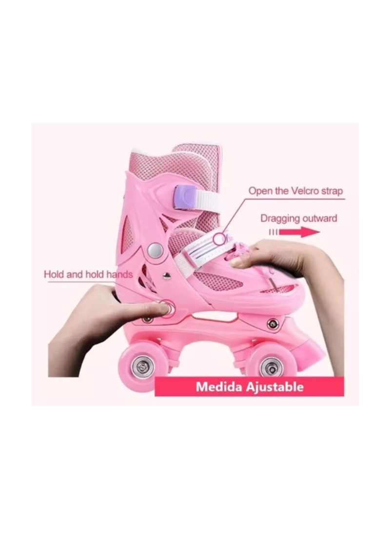 PATINES 4 RUEDAS AJUSTABLE PARA NIÑOS ROSA Y AZUL - 2