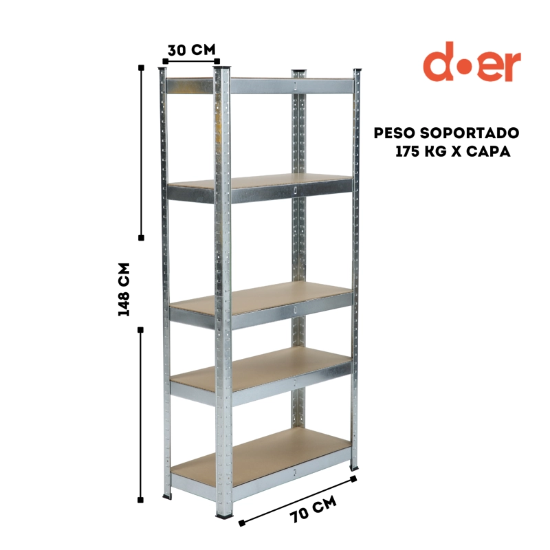 ESTANTE RACK METÁLICO 150X70X30 GALVANIZADO - 2