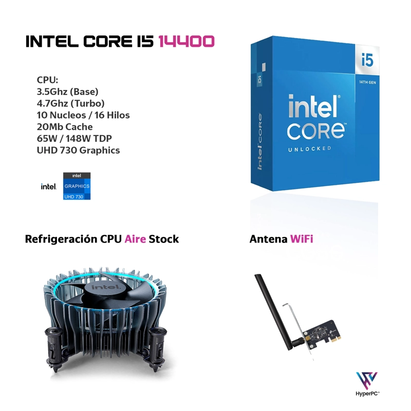 PC OFICINA INTEL CORE I5 14400 32GB DDR5 1TB UHD 730 WIFI - 2