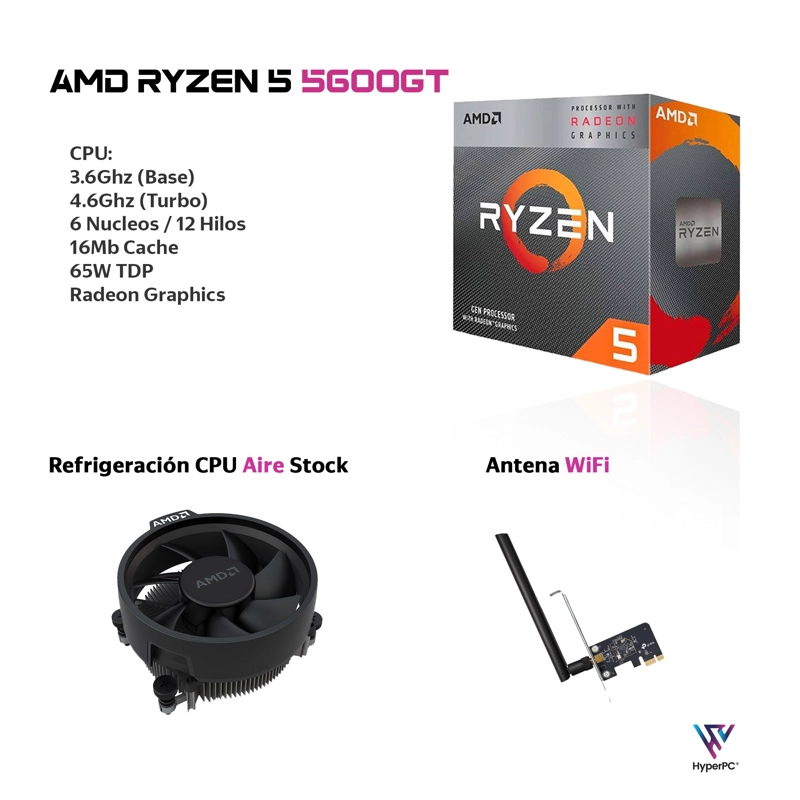 PC GAMER HYPERPC.CL RADEON AMD RYZEN 5 5600GT 16GB 1TB VEGA WIFI - 3