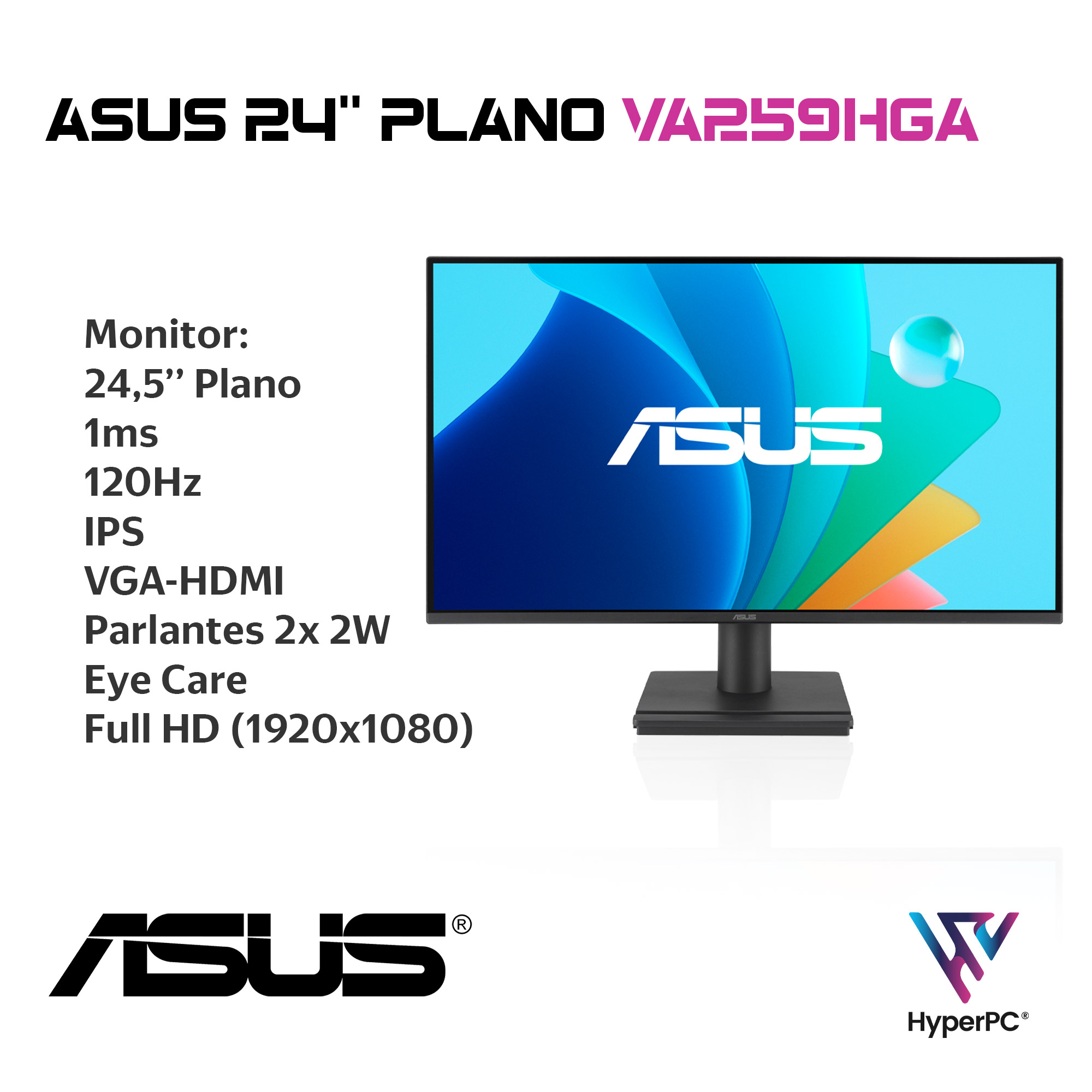 PC MINI HYPERPC.CL RADEON + MONITOR 24 + PERIF AMD RYZEN 7 8700G 32GB 1TB 780M WIFI - 3