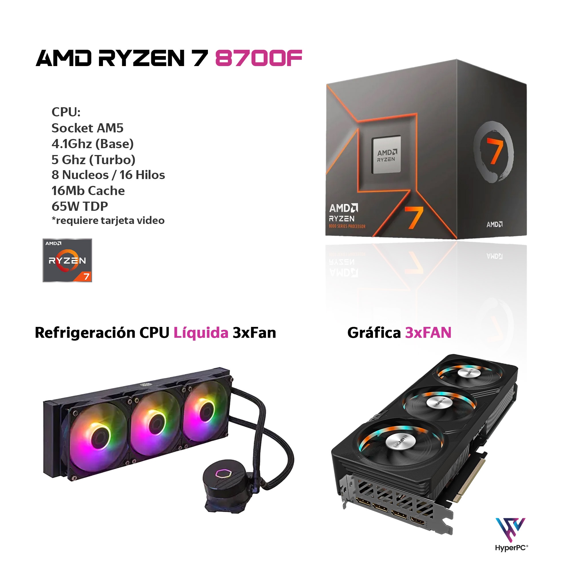 PC GAMER EN COLOR BLANCO AMD RYZEN 7 8700 32GB 2TB RTX 5060 TI 16GB WIFI - 3