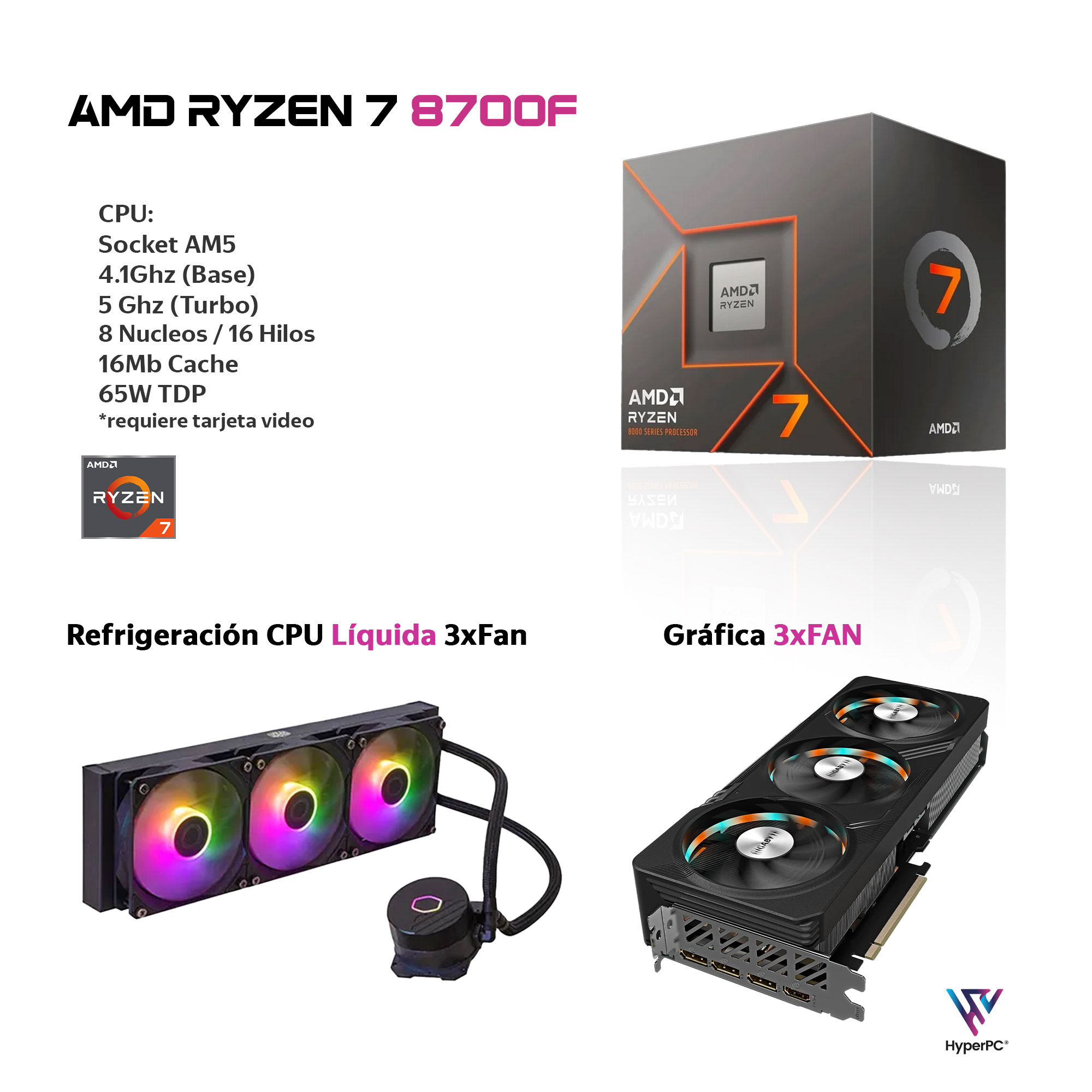 PC GAMER HYPERPC.CL BLANCO AMD RYZEN 7 8700 32GB 1TB RTX 4060 TI 16GB WIFI - 3