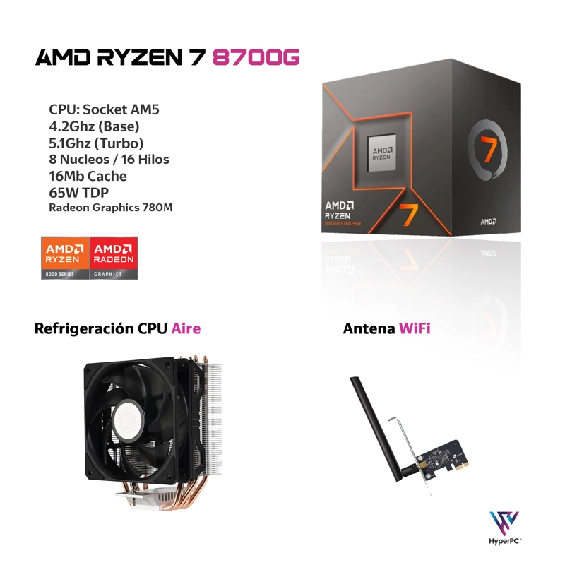 PC HYPERPC.CL RADEON GRAPHICS WORKSTATION AUDIO PRO AMD RYZEN 7 8700G 64GB DDR5 1TB - 2