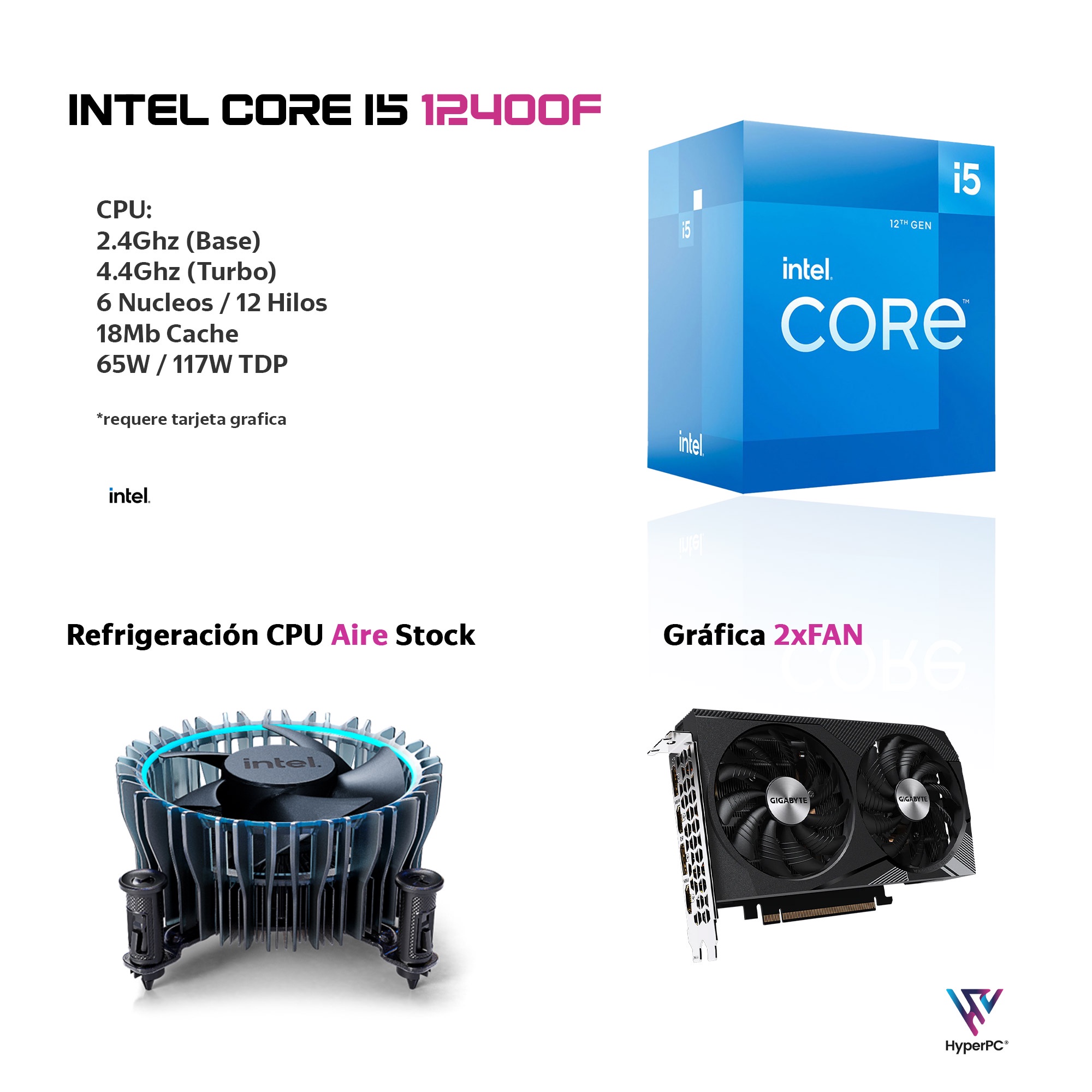 PC GAMER HYPERPC.CL INTEL CORE I5 12400 32GB DDR5 1TB RTX 3050 WIFI - 3