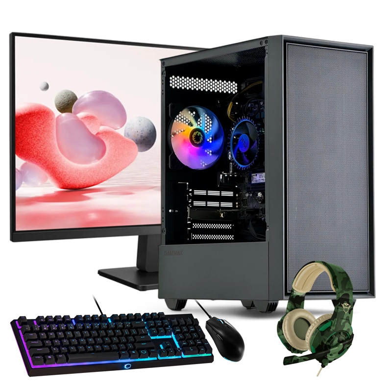 PC GAMER + MONITOR 24 + PERIF: INTEL CORE I3 14100 16GB 500GB UHD 730