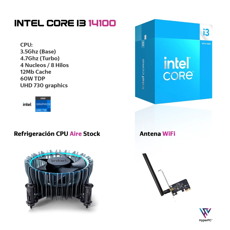 PC OFICINA MINI INTEL CORE I3 14100 16GB DDR5 500GB UHD 730 WIFI - 2