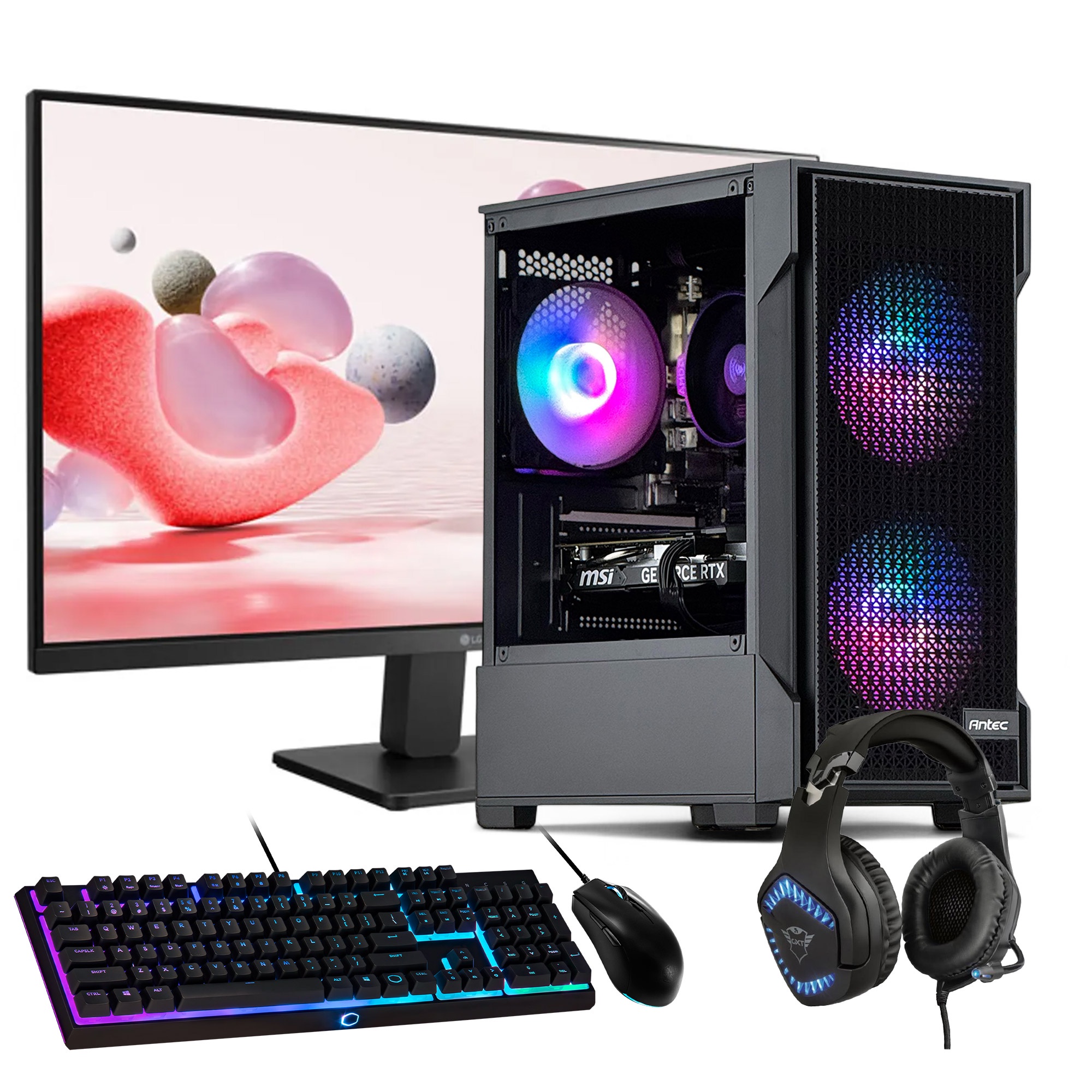 PC GAMER + MONITOR 24 + PERIF: INTEL CORE I3 14100 16GB 1TB RTX 3050 WIFI - 1
