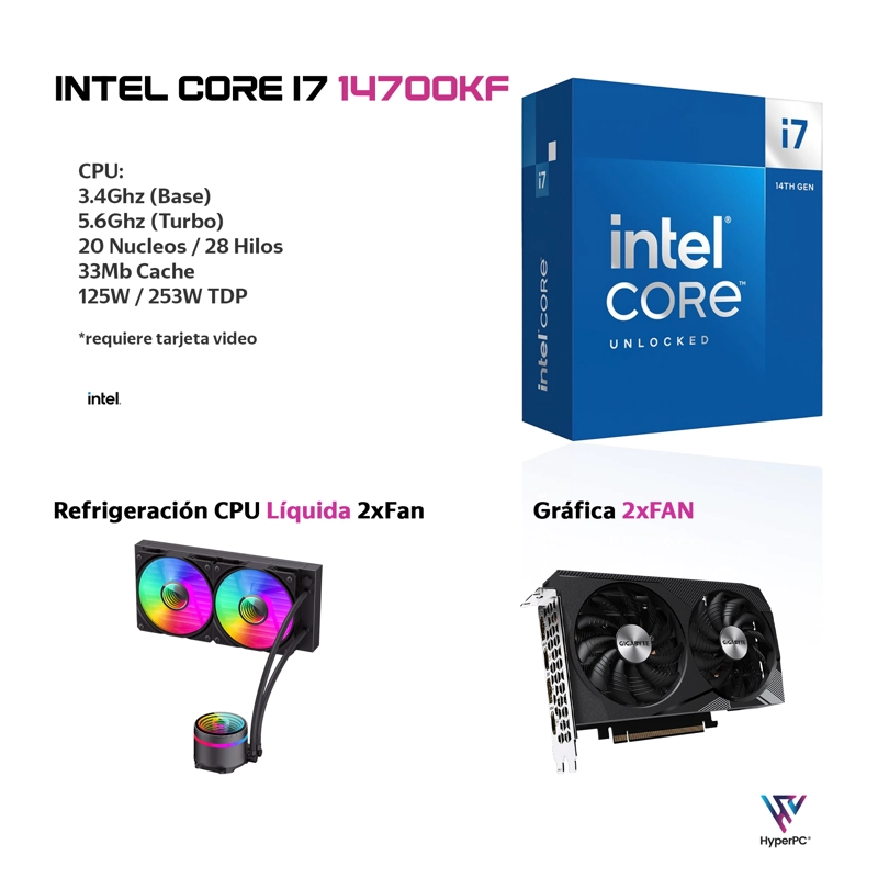 PC GAMER BLANCO INTEL CORE I7 14700K 32GB DDR5 2TB RTX 5070 12GB - 3