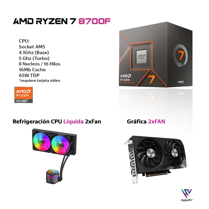 PC GAMER AMD RYZEN 7 8700 64GB DDR5 2TB RTX 5070 12GB - 3