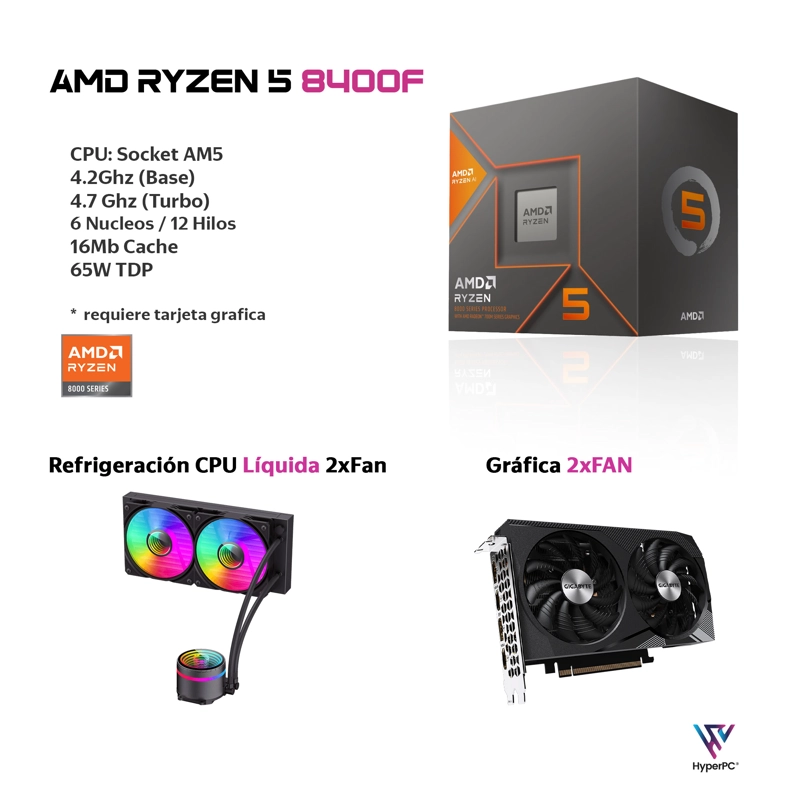 PC GAMER BLANCO AMD RYZEN 5 8400F 32GB DDR5 2TB RTX 5060 TI WIFI - 2