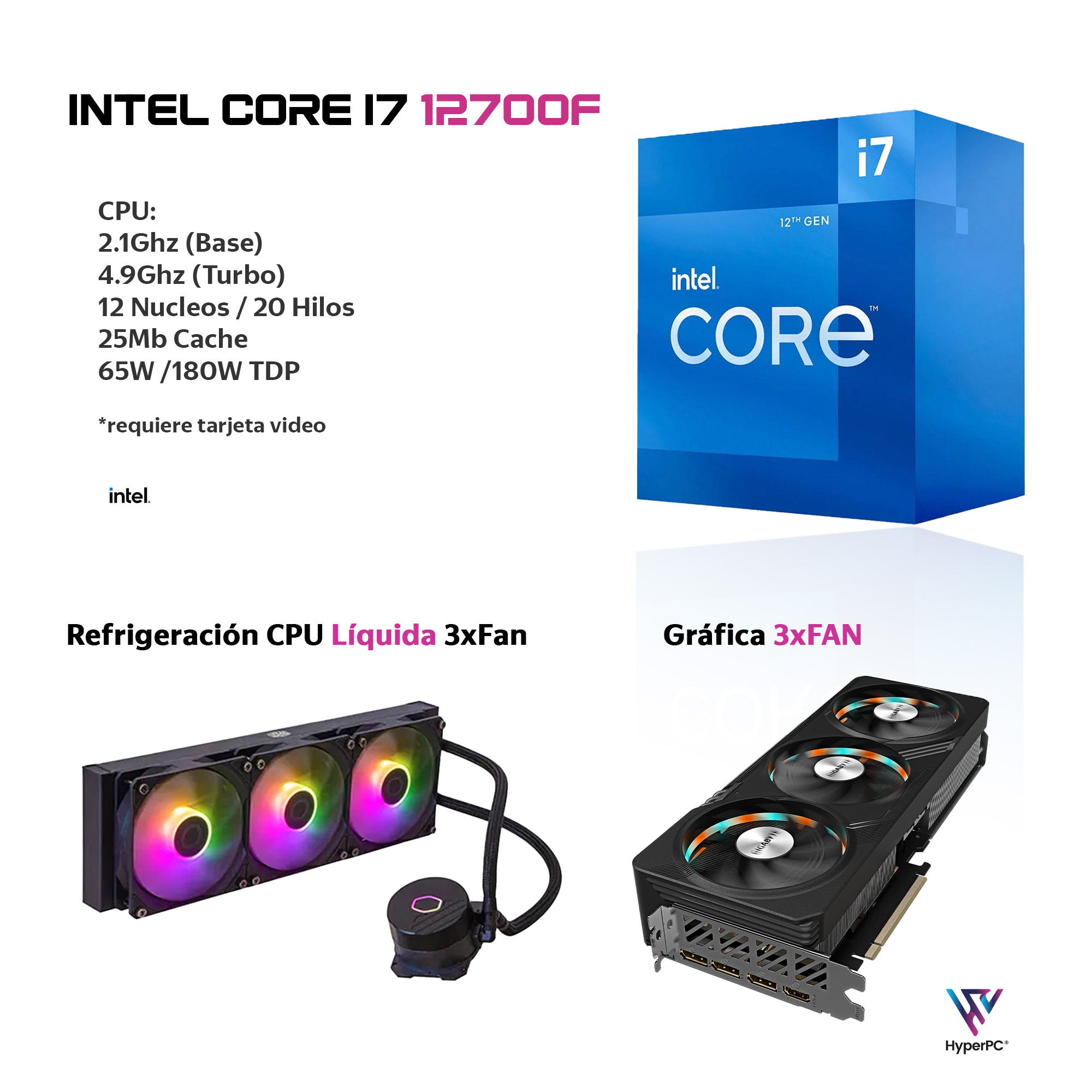 PC GAMER INTEL CORE I7 12700 64GB DDR5 2TB RTX 5070 12GB - 3