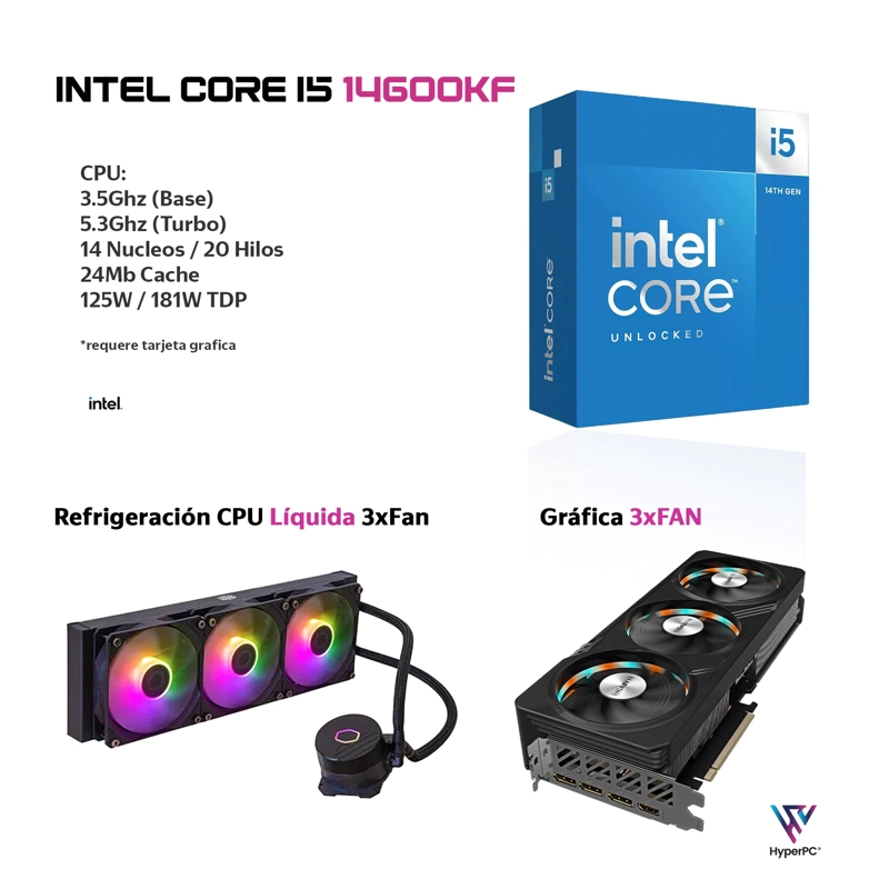 PC GAMER INTEL CORE I5 14600K 32GB DDR5 2TB RTX 5070 12GB - 3