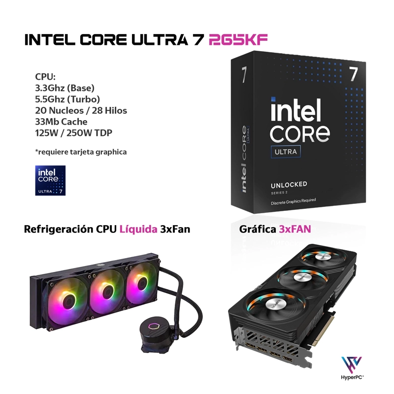 PC GAMER INTEL CORE ULTRA 7 265KF 64GB DDR5 2TB RTX 5070 TI 16GB - 3