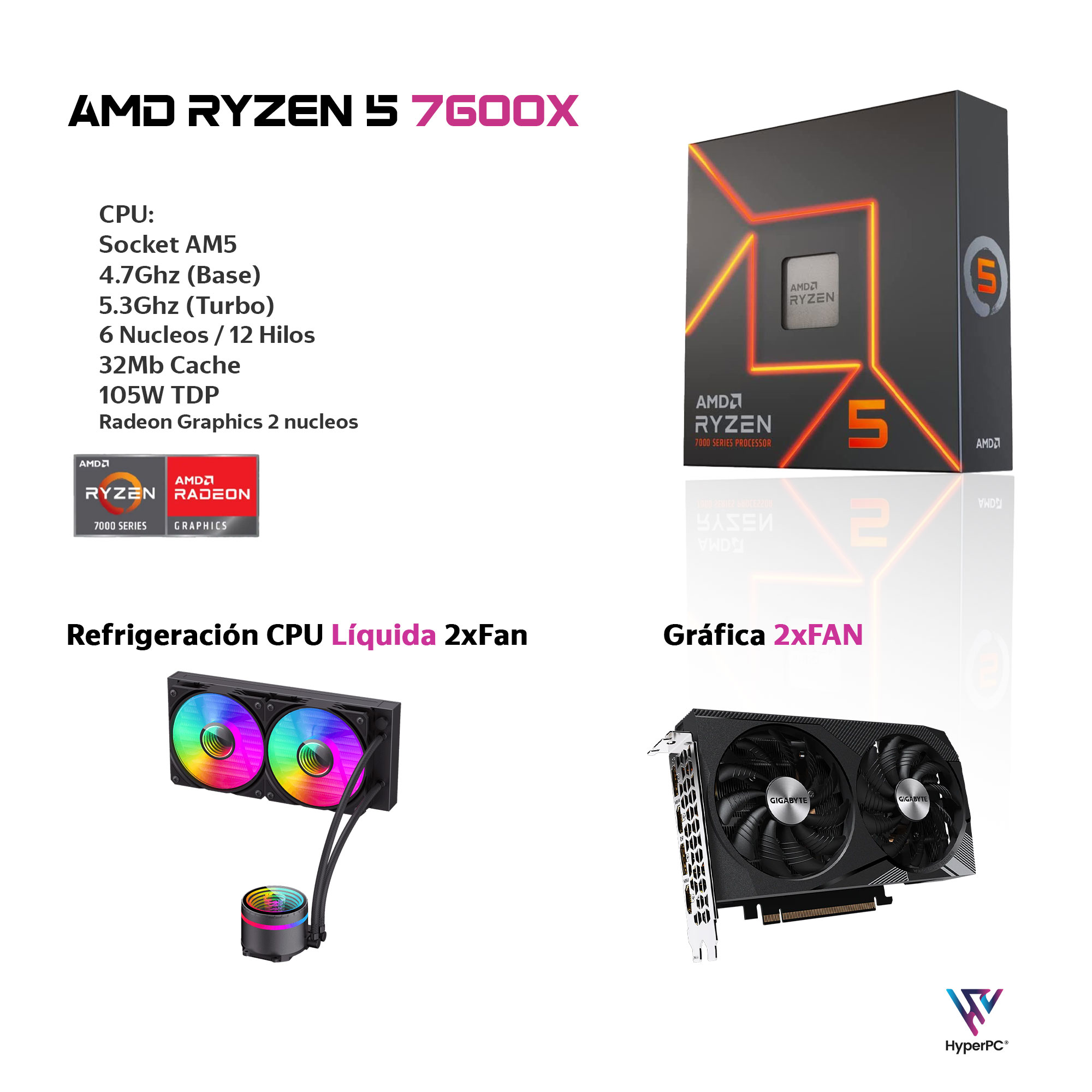 Pc gamer amd ryzen 5 7600x 32gb ddr5 1tb rtx 5060 wifi