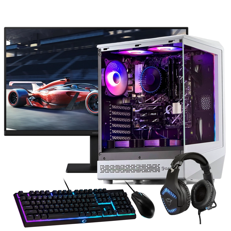 PC GAMER BLANCO + MONITOR 24 + PERIF: INTEL CORE I3 14100 16GB 500GB RTX 3050 - 1