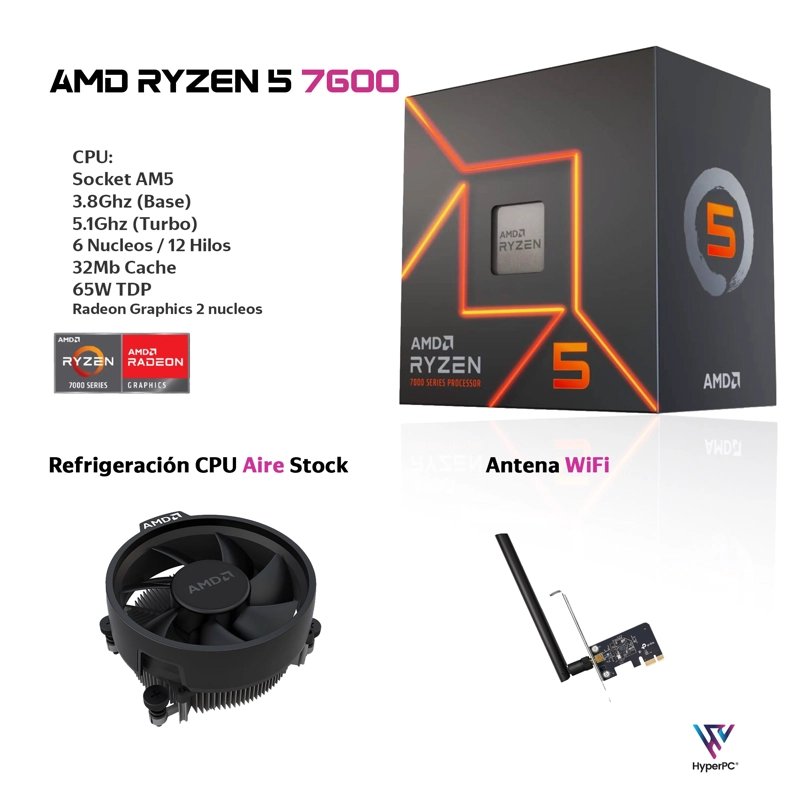 PC GAMER AMD RYZEN 5 7600 16GB DDR5 500GB RADEON GRAPHICS - 3