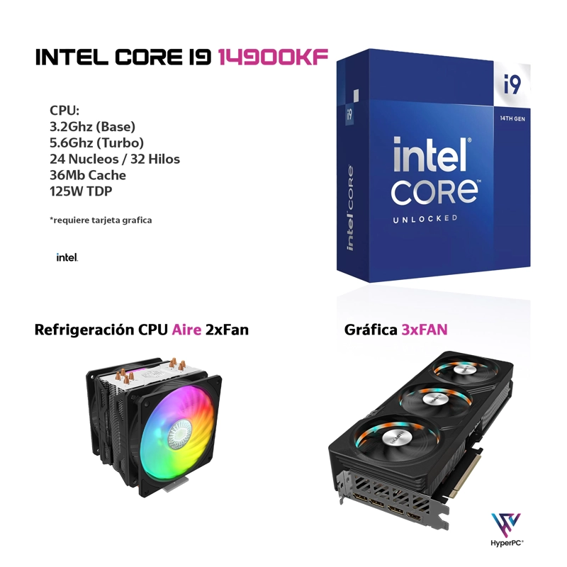 PC GAMER INTEL CORE I9 14900KF 32GB DDR5 2TB RTX 5070 TI 16GB - 3