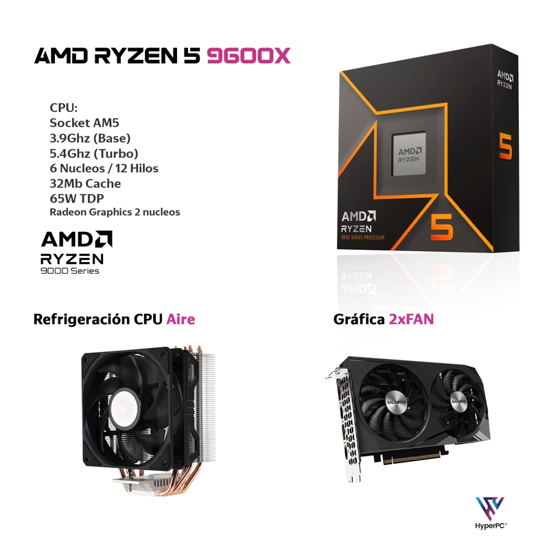 PC GAMER BLANCO AMD RYZEN 5 9600X 16GB DDR5 500GB RTX 5060 - 3
