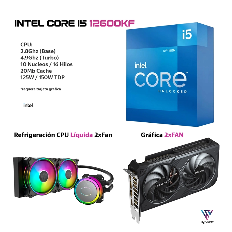PC GAMER BLANCO INTEL CORE I5 12600K 32GB DDR5 1TB RTX 5070 12GB - 3