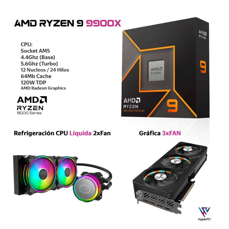 PC WORKSTATION IA PRO AMD RYZEN 9 9900X 128GB DDR5 2TB RTX 5080 16GB - 3