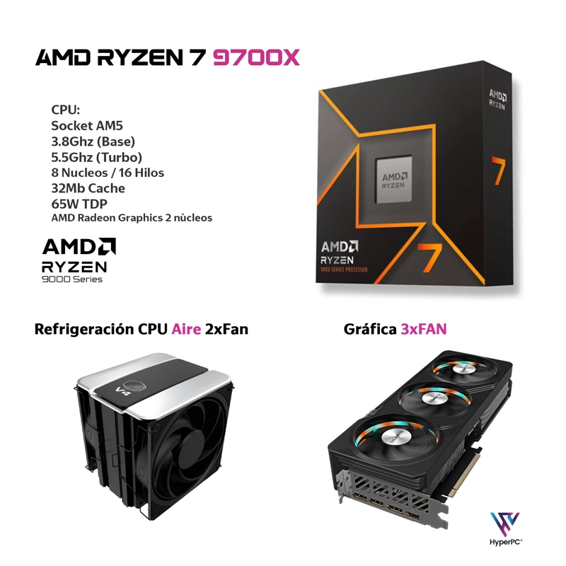 PC WORKSTATION IA PRO AMD RYZEN 7 9700X 32GB DDR5 1TB RTX 5070 TI 16GB - 3
