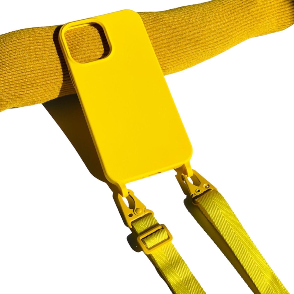 GENÉRICO CARCASA IPHONE 14 PRO MAX COLGANTE AJUSTABLE AMARILLO