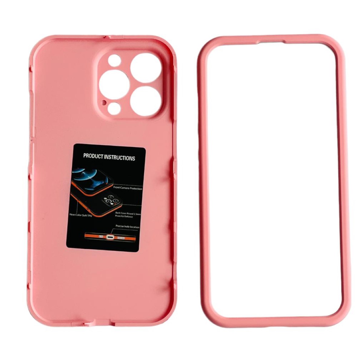 CARCASA 360 GRADOS IPHONE 13 PRO MAX ANTIGOLPE ROSADO - 1
