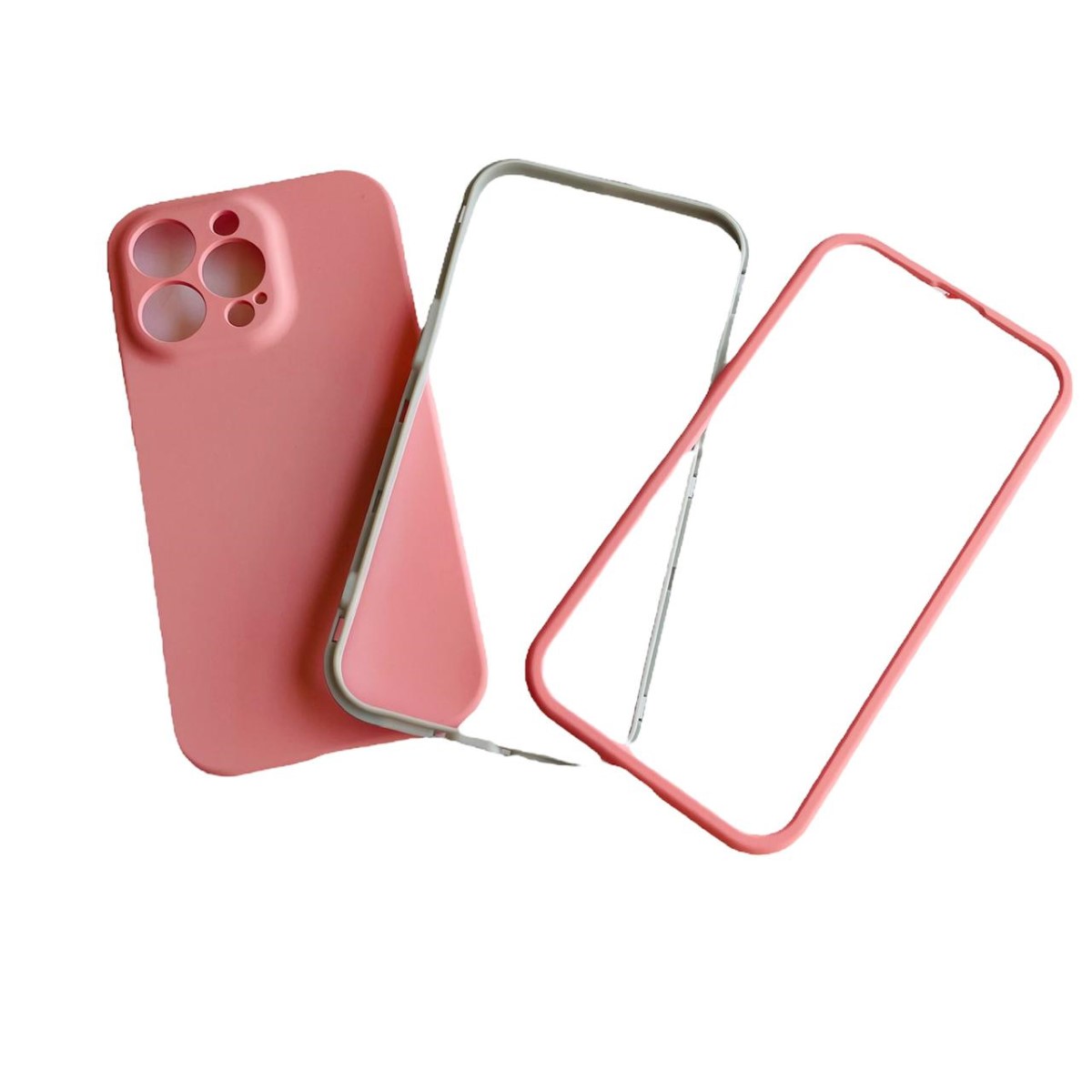 CARCASA 360 GRADOS IPHONE 13 PRO MAX ANTIGOLPE ROSADO - 3