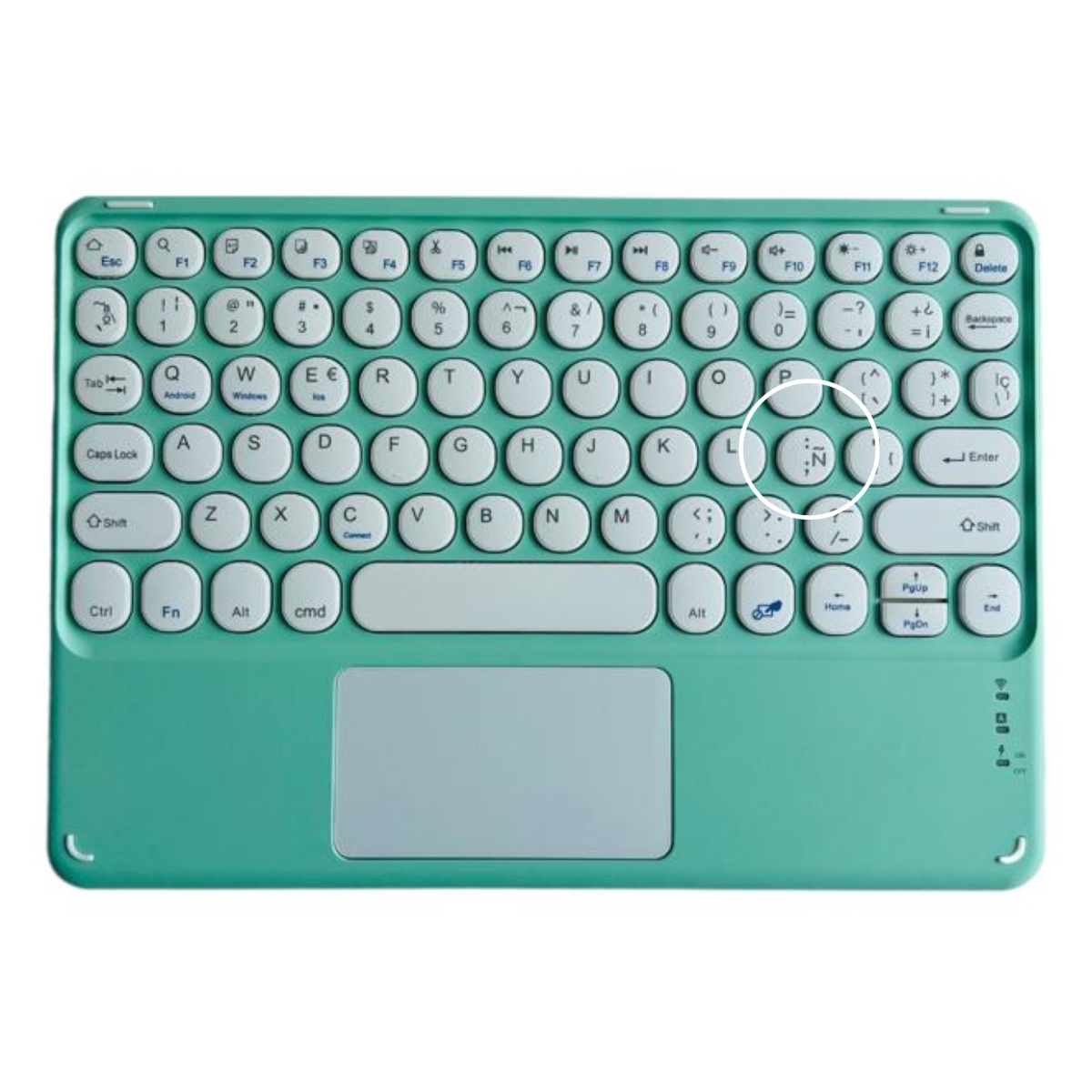 TECLADO INALÁMBRICO BLUETOOTH CON MOUSE TOUCHPAD VERDE MENTA - 1