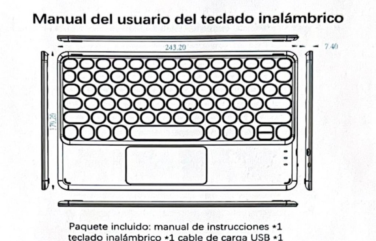TECLADO INALÁMBRICO BLUETOOTH CON MOUSE TOUCHPAD VERDE MENTA - 5