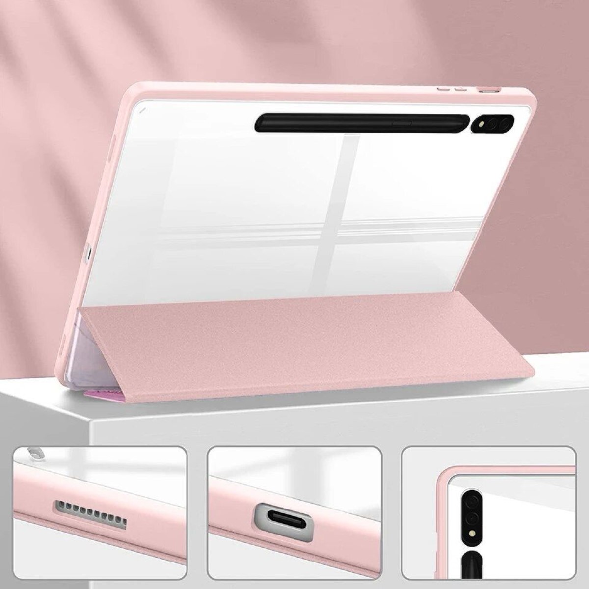FUNDA SMART COVER PARA TABLET SAMSUNG S9 11 X710 MARMOL ROSADO - 4