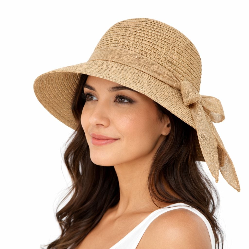 SOMBRERO DE VERANO PLAYA MUJER PROTECCION SOLAR LAZO - 1