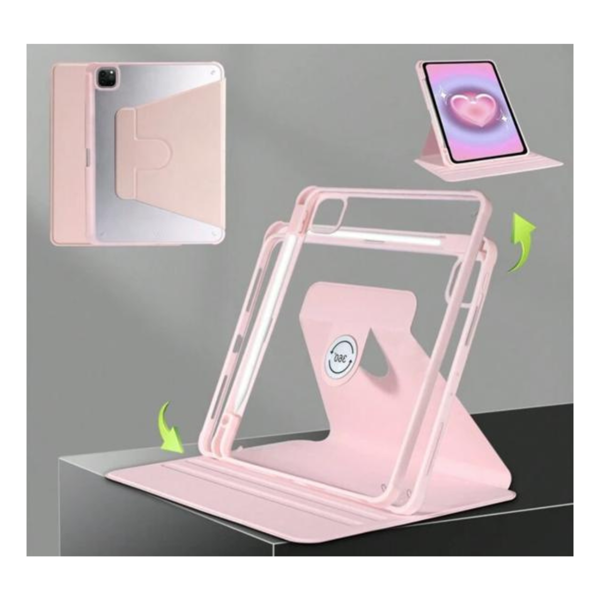 CARCASA SMART COVER CLEAR 360 PARA IPAD AIR 6 11 M2 2024 ROSADO - 4
