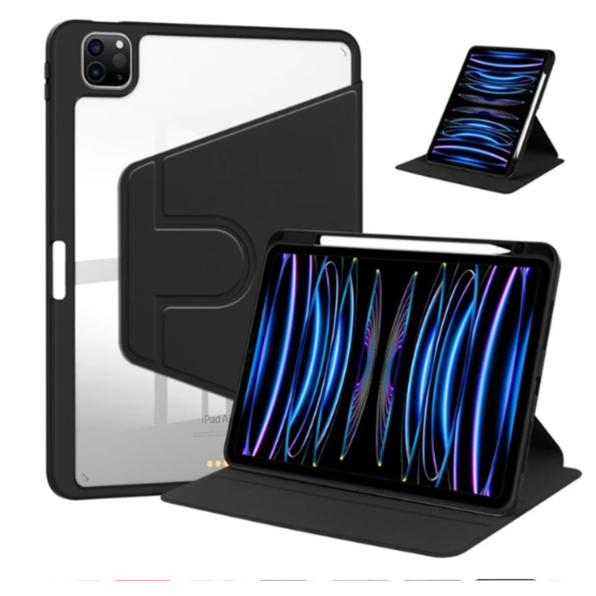 CARCASA SMART COVER CLEAR 360 PARA IPAD AIR 6 11 M2 2024 NEGRO - 1