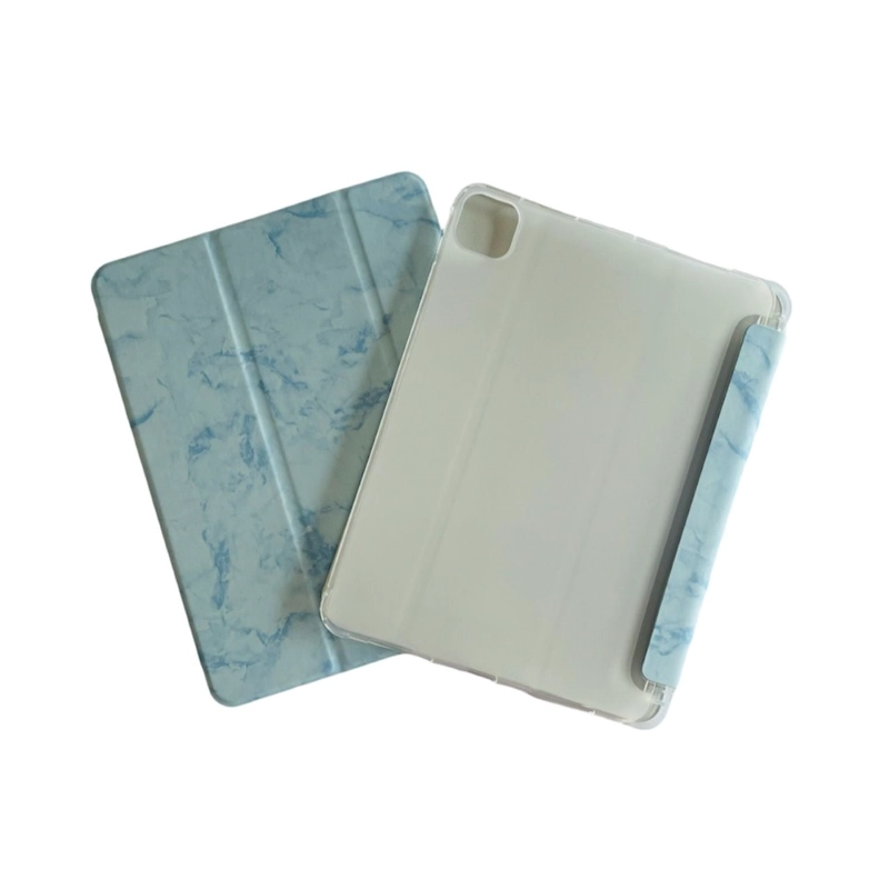 FUNDA SMART COVER MARMOL PARA IPAD AIR 11 M2 2024 CON RANURA AZUL - 1