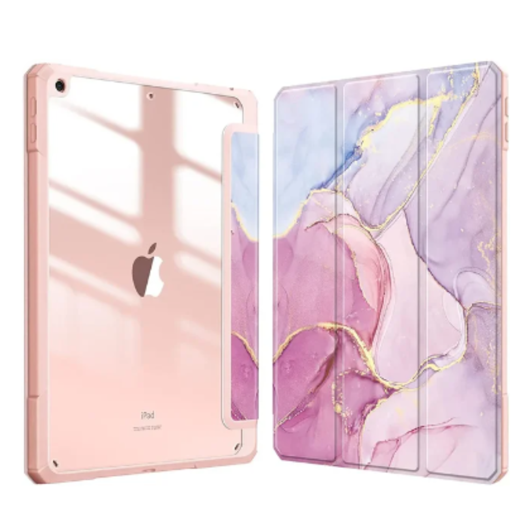 FUNDA SMART COVER CLEAR MARMOL PARA IPAD AIR 6 11 M2 2024 ROSADO - 1