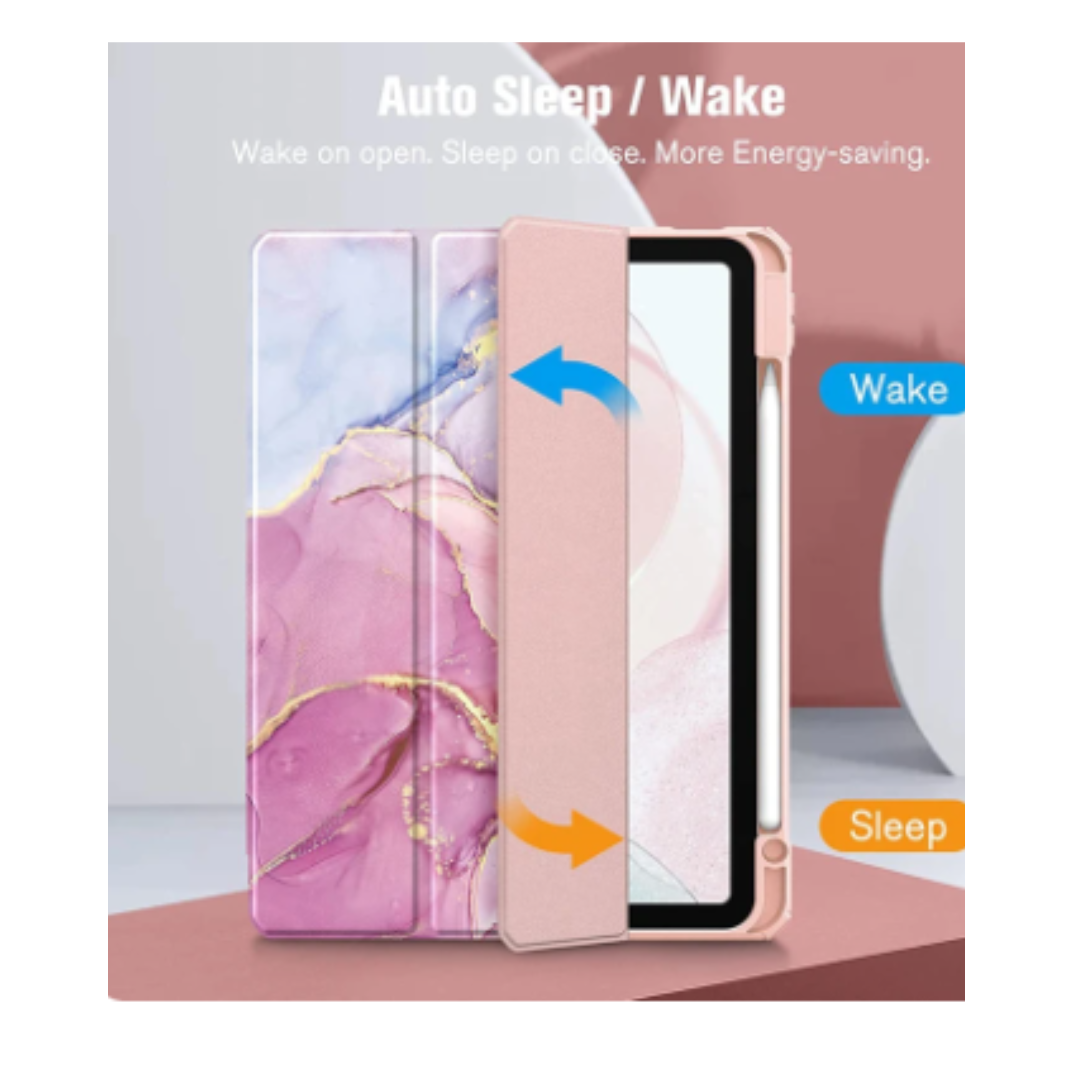 FUNDA SMART COVER CLEAR MARMOL PARA IPAD AIR 6 11 M2 2024 ROSADO - 2