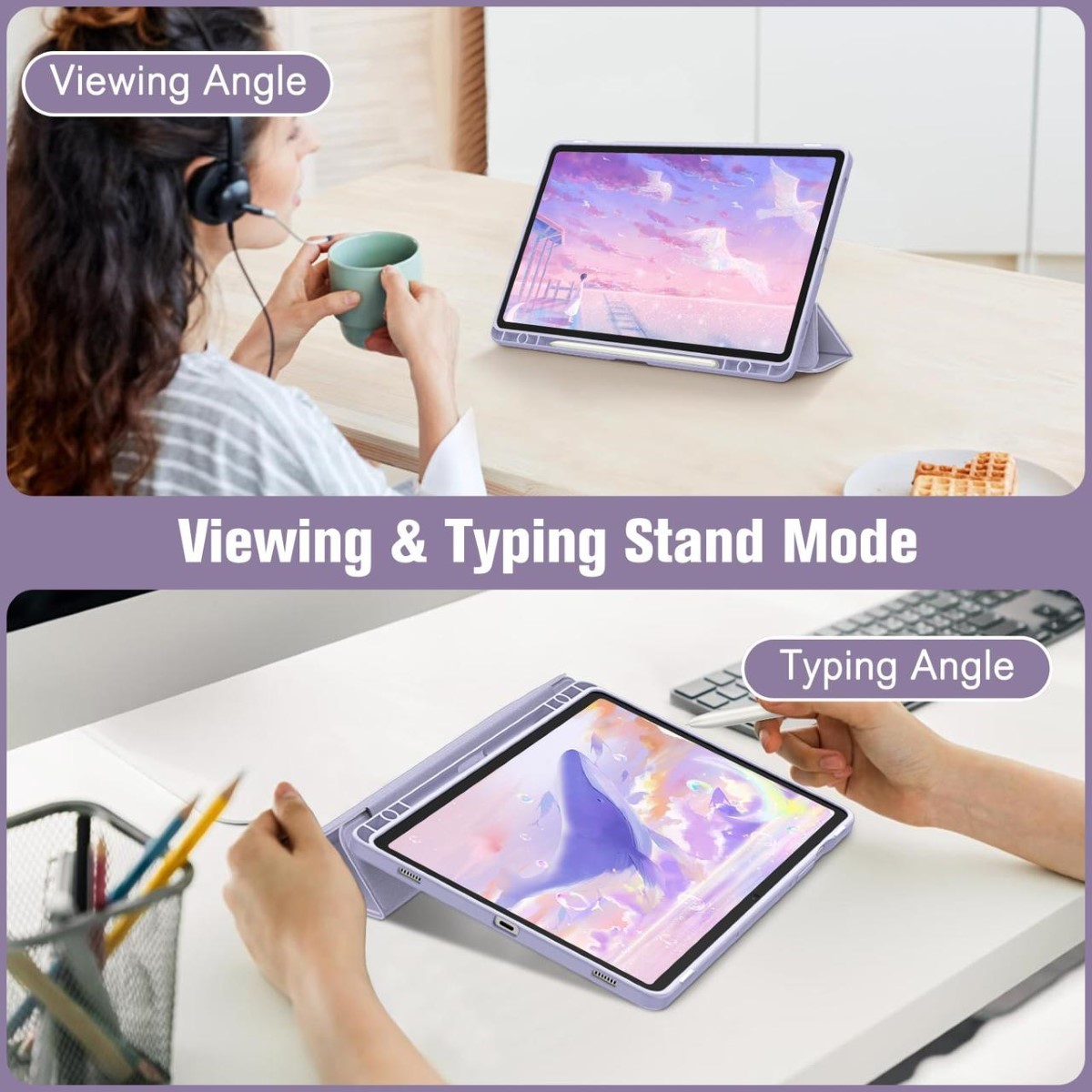FUNDA SMART COVER CLEAR MARMOL PARA IPAD AIR 6 11 M2 2024 VIOLETA - 2