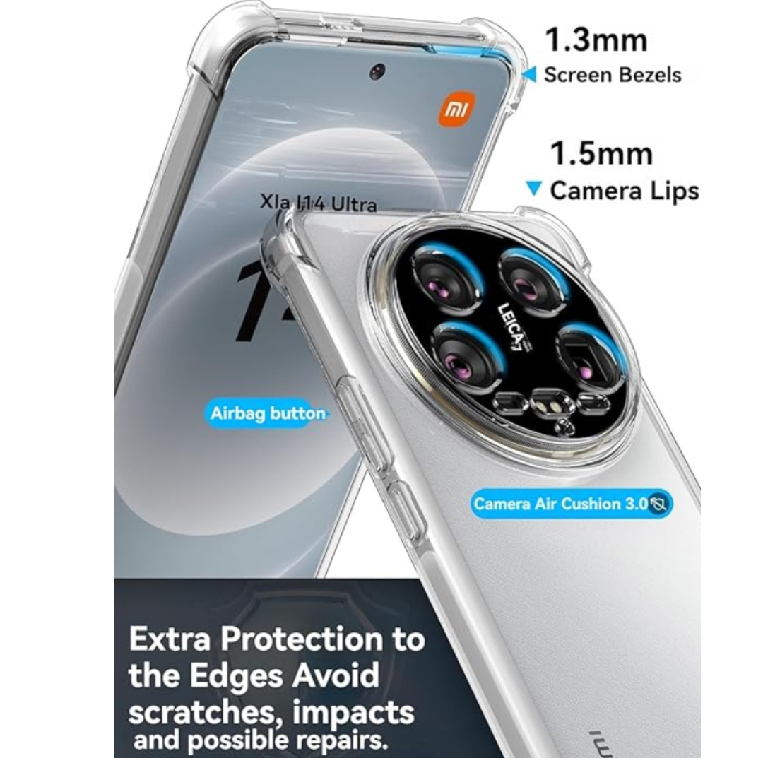 CARCASA FUNDA PARA XIAOMI 14 ULTRA 5G TRANSPARENTE REFORZADA - 3